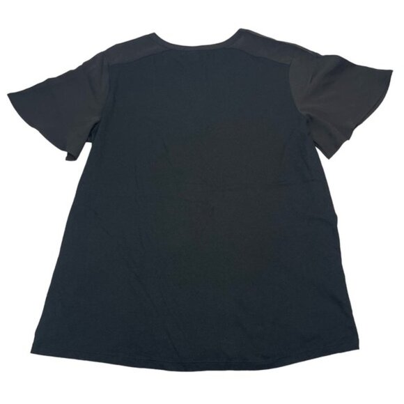 NWT BANANA REPUBLIC Notch-Neck Short Sleeve Top Sz Medium Black - Picture 5 of 5